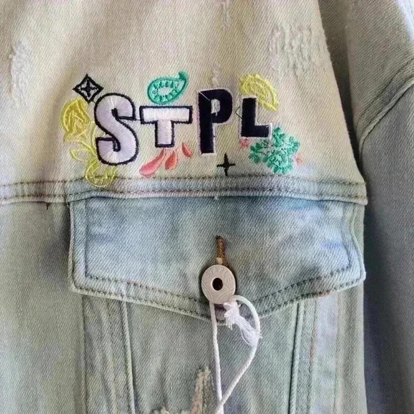 NEW Staple Pigeon Light Blue Denim Jacket Men's Size 3XL Lobg Sleeve - Picture 12 of 16